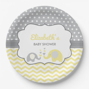 Elephant Baby shower Bord, BEWERKBARE KLEUR Papieren Bordje