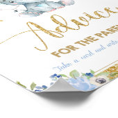 Elephant Baby shower Boy Advice for Parents to be Poster (Hoek)