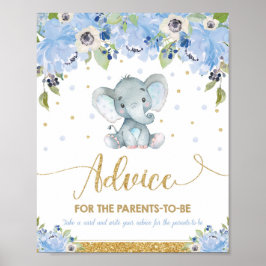 Elephant Baby shower Boy Advice for Parents to be Poster