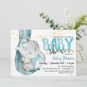 Elephant Baby shower Boy beroemd gemaakt door Blue Kaart (Staand voorkant)