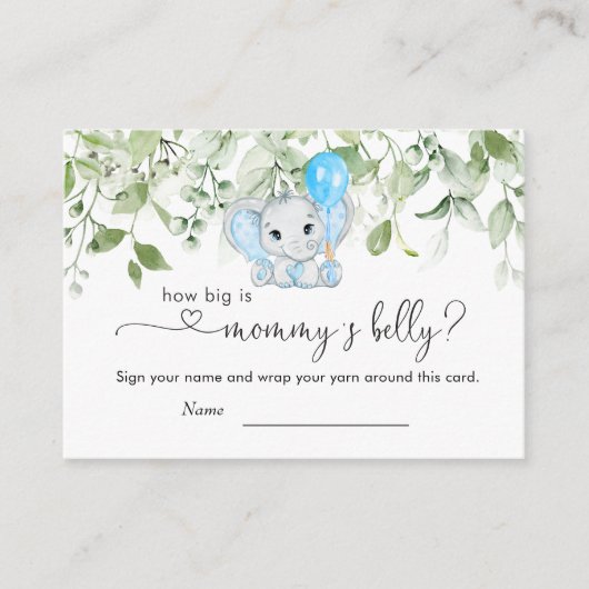 Elephant Baby shower Boy Hoe groot is mama's buik Informatiekaartje (Voorkant)
