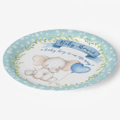 Elephant Baby shower Boy in Waterverf Blue BORD (Gekanteld)