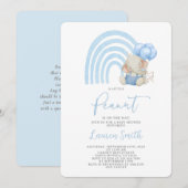 Elephant Baby shower Boy Invitation Kaart (Voorkant / Achterkant)