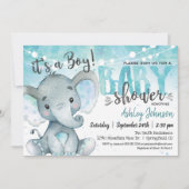 Elephant Baby shower Boy Invitation Kaart (Voorkant)