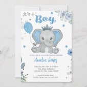 Elephant Baby shower Boy Kaart (Voorkant)