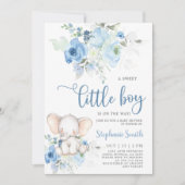 Elephant Baby shower Boy Kaart (Voorkant)