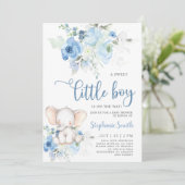 Elephant Baby shower Boy Kaart (Staand voorkant)