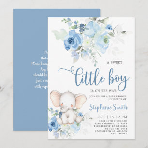 Elephant Baby shower Boy Kaart
