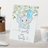 Elephant Baby shower Boy Sweets and Treatment Reclamebord Met Voetstuk (Insitu)