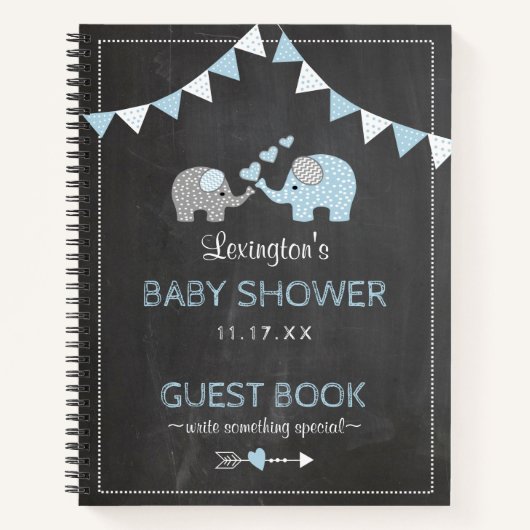 Elephant Baby shower Chalkboard: kijk gastboek | Notitieboek (Voorkant)