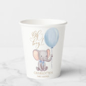 Elephant Baby shower Custom Boy Blue Balloon Papieren Bekers (Achterkant)