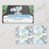 Elephant Baby shower Diaper Raffle Card Tussenvoeg Informatiekaartje (Voorkant / Achterkant)