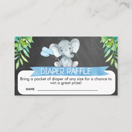 Elephant Baby shower Diaper Raffle Card Tussenvoeg Informatiekaartje (Voorkant)