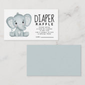 Elephant Baby shower Diaper Raffle Informatiekaartje (Voorkant / Achterkant)