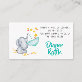 Elephant Baby shower Diaper Raffle Informatiekaartje