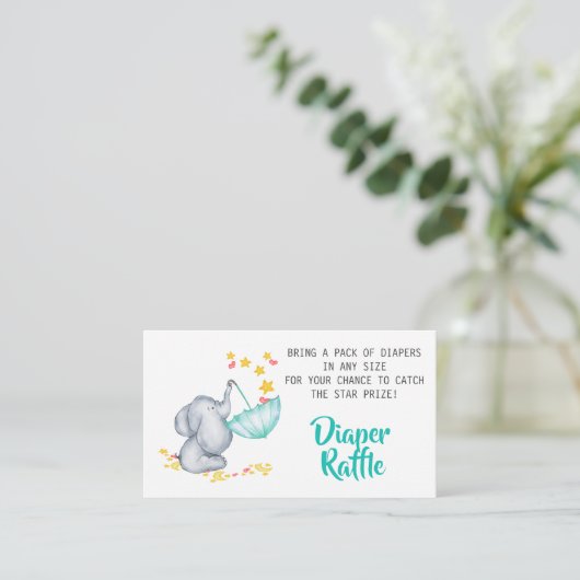 Elephant Baby shower Diaper Raffle Informatiekaartje (Staand voorkant)