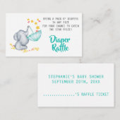 Elephant Baby shower Diaper Raffle Informatiekaartje (Voorkant / Achterkant)