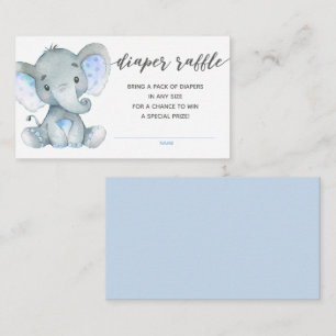 Elephant Baby shower Diaper Raffle Ticket (blauw) Informatiekaartje