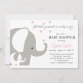 Elephant Baby shower Elephant-uitnodiging Baby Gir Kaart (Voorkant)