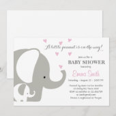 Elephant Baby shower Elephant-uitnodiging Baby Gir Kaart (Voorkant / Achterkant)