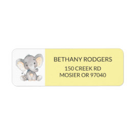 Elephant Baby shower Envelope Return Address Etiket