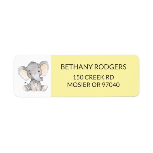 Elephant Baby shower Envelope Return Address Etiket (Voorkant)