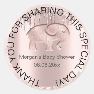 Elephant Baby shower Favor Bedankt Roze Ronde Sticker