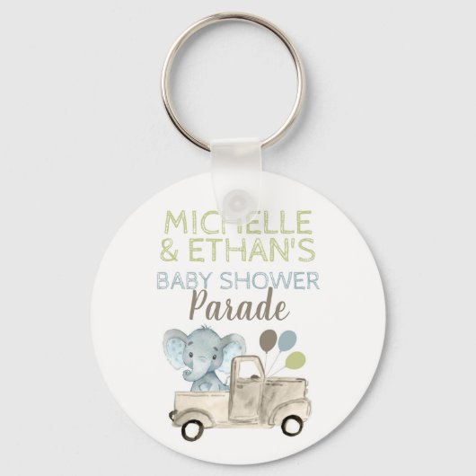 Elephant Baby shower Favor Sleutelhanger (Voorkant)