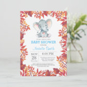 Elephant Baby shower Floral Herfst najaar uitnodig Kaart (Staand voorkant)
