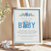 Elephant Baby shower Game Poster - "Zeg geen Baby