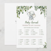 Elephant Baby shower Game w antwoord 5x7 formaat Kaart (Voorkant / Achterkant)