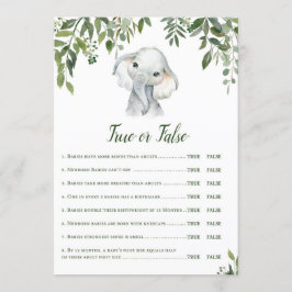Elephant Baby shower Game w antwoord 5x7 formaat Kaart
