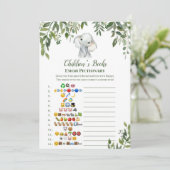 Elephant Baby shower Game w antwoord 5x7 formaat Kaart (Staand voorkant)