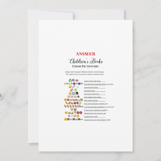 Elephant Baby shower Game w antwoord 5x7 formaat Kaart (Achterkant)