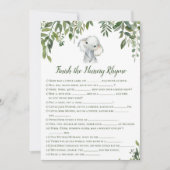 Elephant Baby shower Game w antwoord terug 5x7 for Kaart (Voorkant)