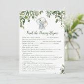 Elephant Baby shower Game w antwoord terug 5x7 for Kaart (Staand voorkant)