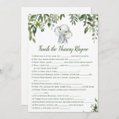 Elephant Baby shower Game w antwoord terug 5x7 for Kaart (Voorkant / Achterkant)