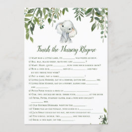Elephant Baby shower Game w antwoord terug 5x7 for Kaart
