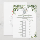 Elephant Baby shower Game w antwoord terug 5x7 for Kaart (Voorkant / Achterkant)