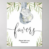 Elephant baby shower geeft de voorkeur aan teken g poster (Voorkant)