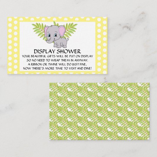 Elephant Baby shower Gender Neutrale Display Showe Informatiekaartje (Voorkant / Achterkant)
