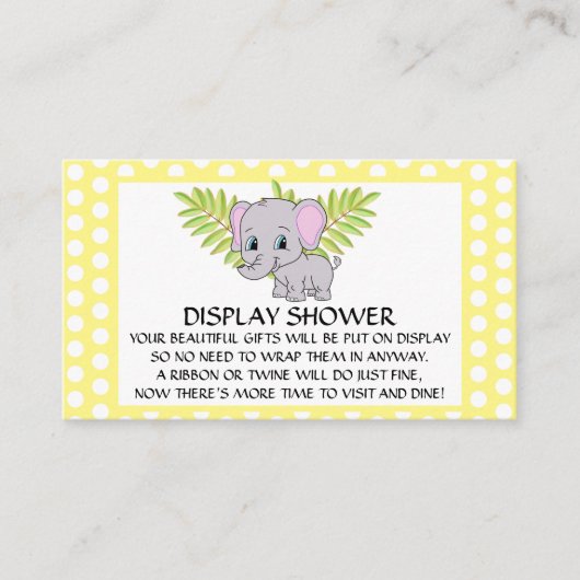 Elephant Baby shower Gender Neutrale Display Showe Informatiekaartje (Voorkant)