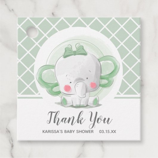 Elephant Baby shower Geslacht Neutraal Bedankjes Labels (Voorkant)