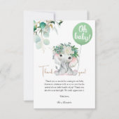 Elephant Baby shower Geslacht Neutraal Bedankkaart (Voorkant)