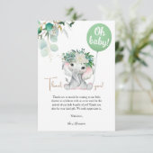 Elephant Baby shower Geslacht Neutraal Bedankkaart (Staand voorkant)