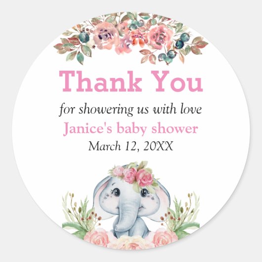 Elephant Baby shower Gift Labels (Voorkant)