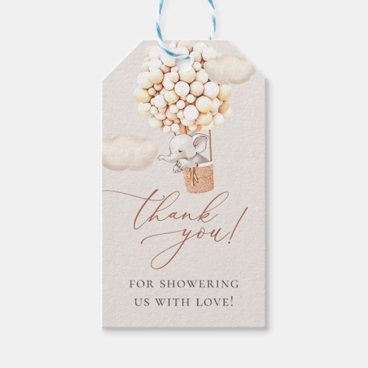 Elephant Baby shower Gift Labels Cadeaulabel (Voorkant)