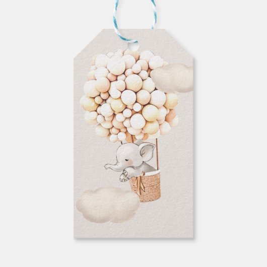 Elephant Baby shower Gift Labels Cadeaulabel (Achterkant)
