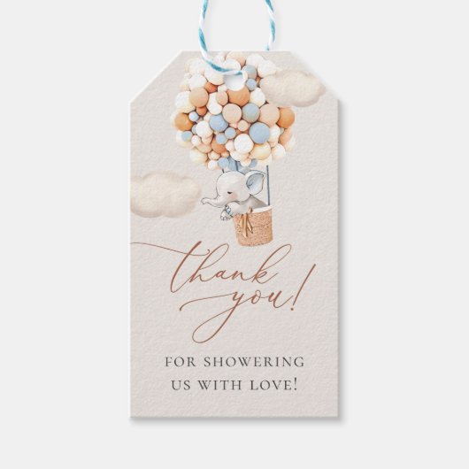 Elephant Baby shower Gift Labels Cadeaulabel (Voorkant)