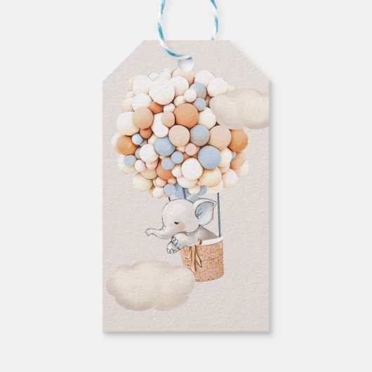 Elephant Baby shower Gift Labels Cadeaulabel (Achterkant)